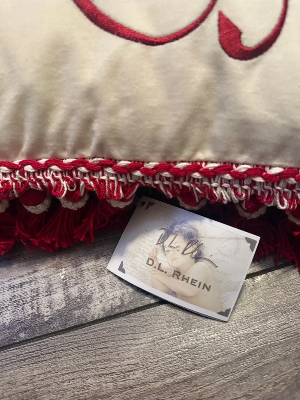 Holiday 'Peace' Throw Pillow in Cream and Red